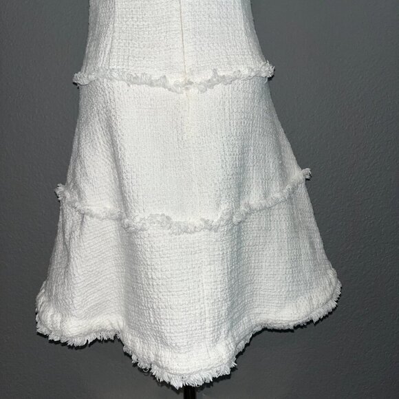 LIKELY Women's Boucle Tweed Fringed JEWEL DRESS Pure White Chanel Style NWOT 6 - Picture 8 of 13